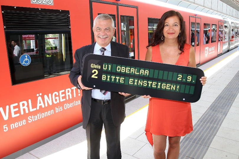 Erste Besichtigung der Strecke der U1 Verlängerung bis Oberlaa, mit Öffi-Stadträtin Ulli Sima und Wiener Linien GF Günter Steinbauer.