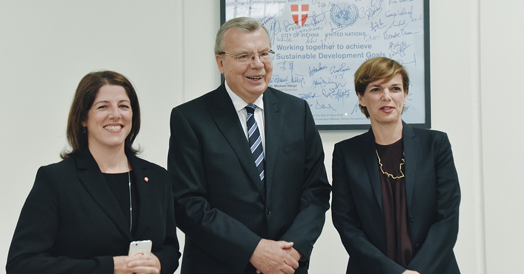Gemeinderätin Tanja Wehsely, Exekutivdirektor der UNODC Yuri Fedotov, Bundesministerin Pamela Rendi-Wagner