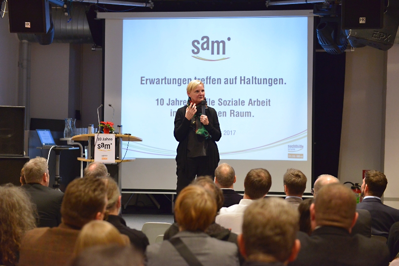 MitarbeiterInnenfest anlässlich 10 Jahre SAM. StRin Sandra Frauenberger bei ihrer Rede