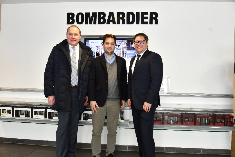 Vizebürgermeister Dominik Nepp mit der Wiener Geschäftsführung von Bombardier Christian Diewald und Josef Schreder