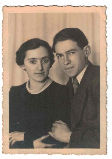 Hochzeitsfoto von Sarah Berger und ihrem Cousin Hersch Fläscher, Wien, März 1938