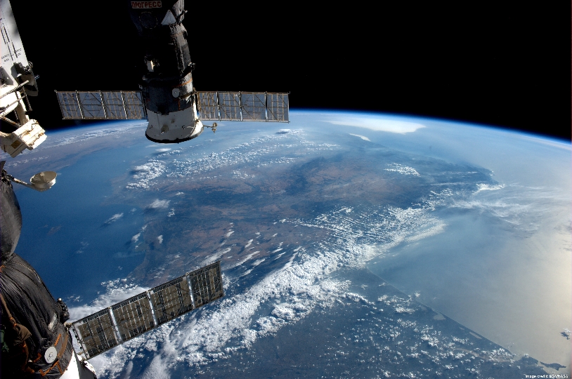 Die Erde mit Soyuz von der ISS (International Space Station) aus