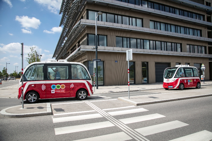 Autonome Busse der Wiener Linien in der Seestadt Aspern