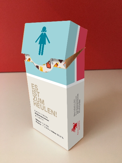 Auch 2018 weisen die Frauenbüros der Städte auf den Gendergap beim Gehalt hin: Die Taschentücherbox ist eines der Giveaways bei den Verteilaktionen zum Equal Pay Day quer durch Österreich.