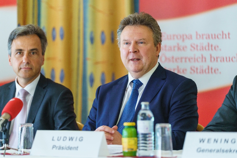 Städtebund-Präsident und Wiener Bürgermeister Michael Ludwig (re.) und Vizepräsident Bürgermeister Siegfried Nagl (Graz)