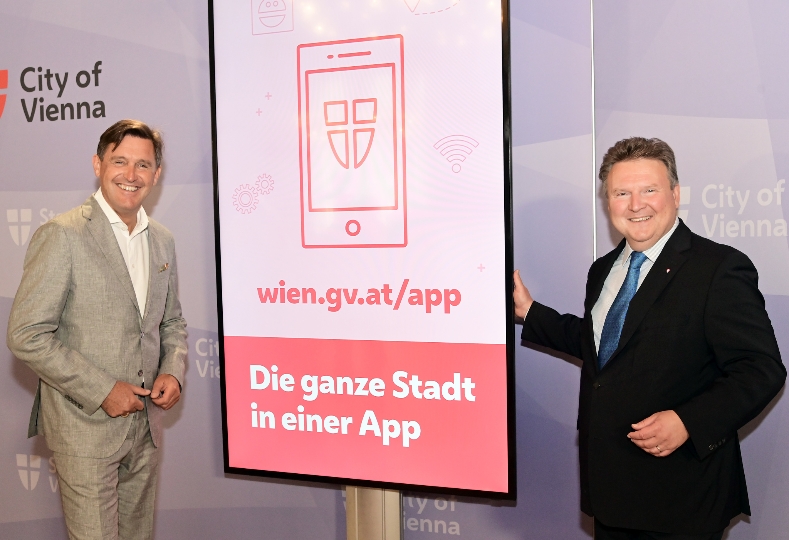 Die neue Stadt Wien-App wurde heute von Bürgermeister Michael Ludwig und Digitalisierungsstadtrat Peter Hanke vorgestellt und steht ab sofort zum Download zur Verfügung.