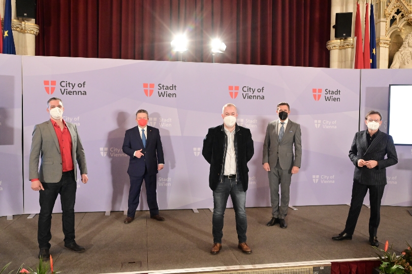 Pressekonferenz von Bgm Michael Ludwig, Stadtrat Peter Hanke und Gerhard Hirczi, Geschäftsführer der Wirtschaftsagentur Wien, zu „Ansiedelungsbilanz 2020“
