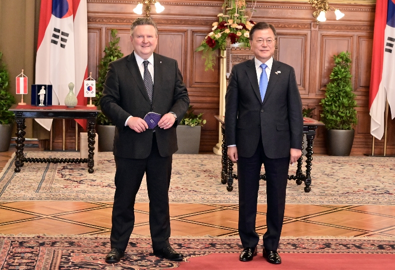 Bürgermeister Michael Ludwig mit dem Präsident der Republik Korea, Moon Jae-in.
