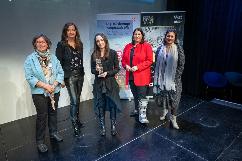 Preisverleihung Hedy Lamarr - von links nach rechts: Renee Schröder, Johanna Pirker, StRin Kathrin Gaal und StRin Veronica Kaup-Hasler