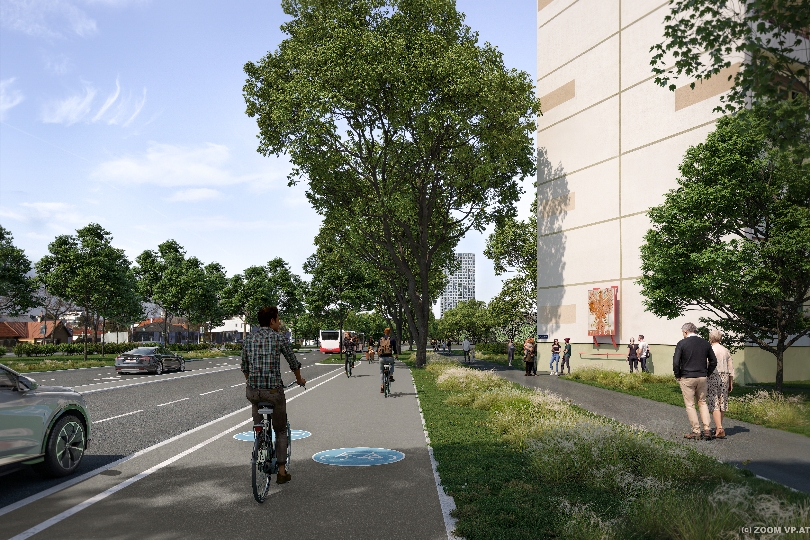 Entlang der Donaustadtstraße entsteht in den Jahren 2022 und 2023 eine neue 2,5 Kilometer lange Radverbindung.