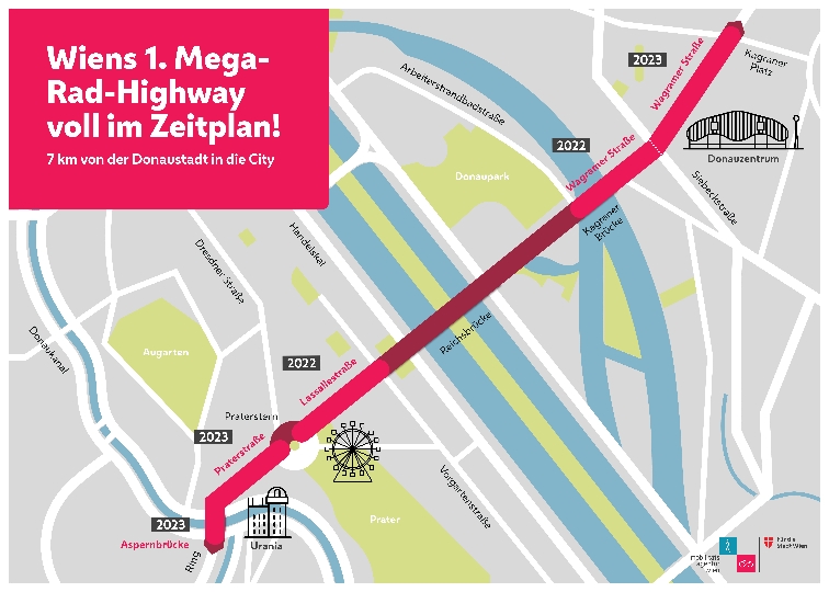 Grafik: Wiens 1. Mega-Rad-Highway voll im Zeitplan