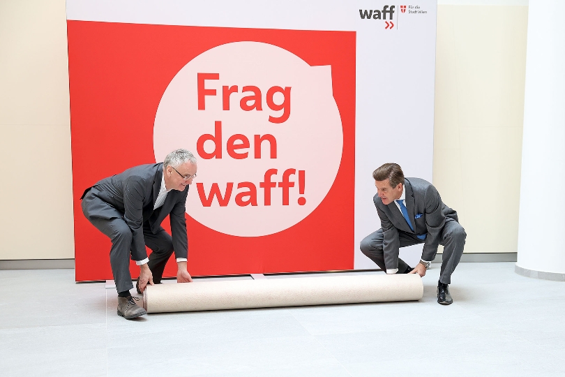 Eröffnung des neuen waff-Standort, und Präsentation des waff-Arbeitsprogramm 2023 mit Wirtschaftsstadtrat Peter Hanke und waff Geschäftsführer Fritz Meißl.