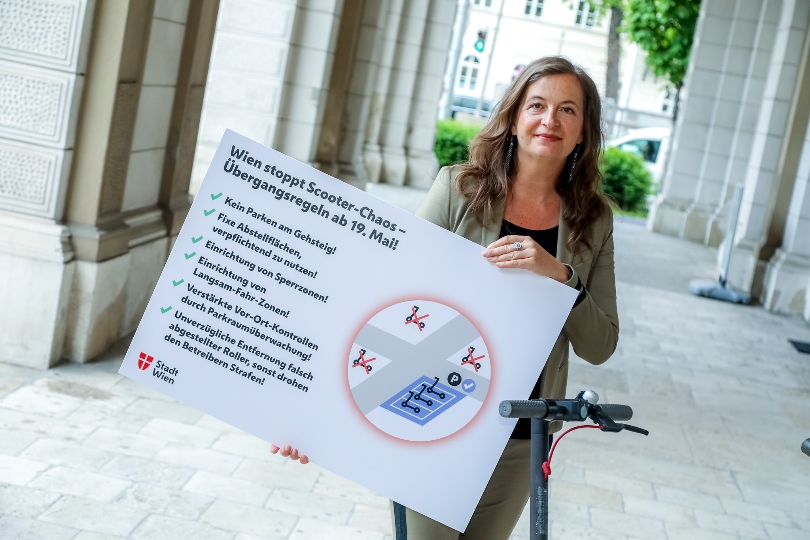 Mobilitätsstadträtin Ulli Sima präsentiert die Scooter Übergangsregeln ab 19.Mai