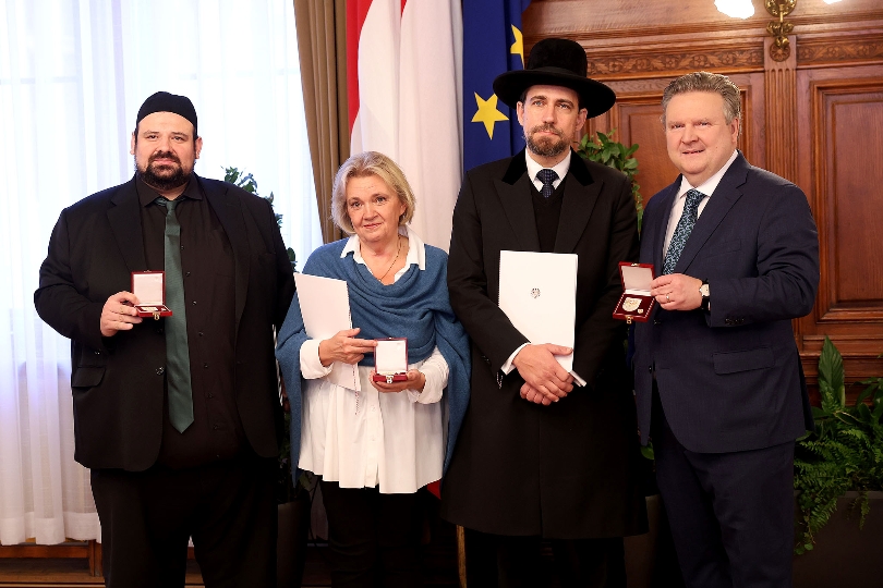 Von links: Imam Demir, Professorin Polak, Rabbiner Hofmeister und Bürgermeister Michael Ludwig