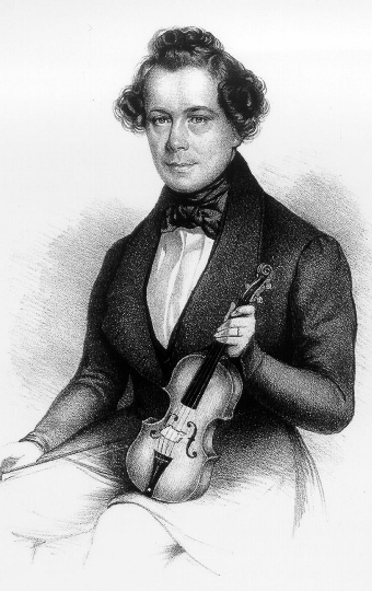Joseph Lanner mit Geige - Lithografie von J. Gutsch und Rupp, 1843