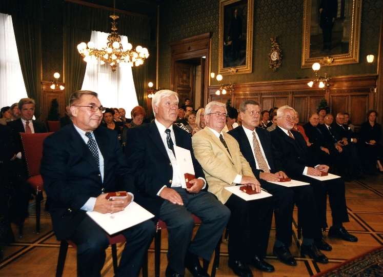 v.li.n.re.: Prof. Franz Strohmer, Hofrat Walter Schmid, RegRat Maximilian Kahrer, Leopold Kovar, Peter Andel