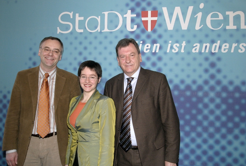 v.li.n.re.: Fritz Meißl, StR. Mag.a Sonja Wehsely und Mag. Herbert Tumpel