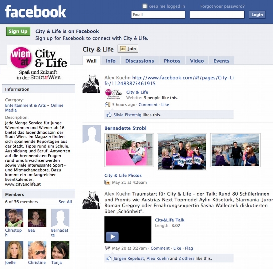 Die Facebook-Fanseite des beliebten Jugendmagazins City & Life