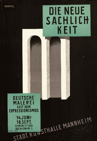 Plakat der Ausstellung "Neue Sachlichkeit" in Mannheim im Jahr 1925
