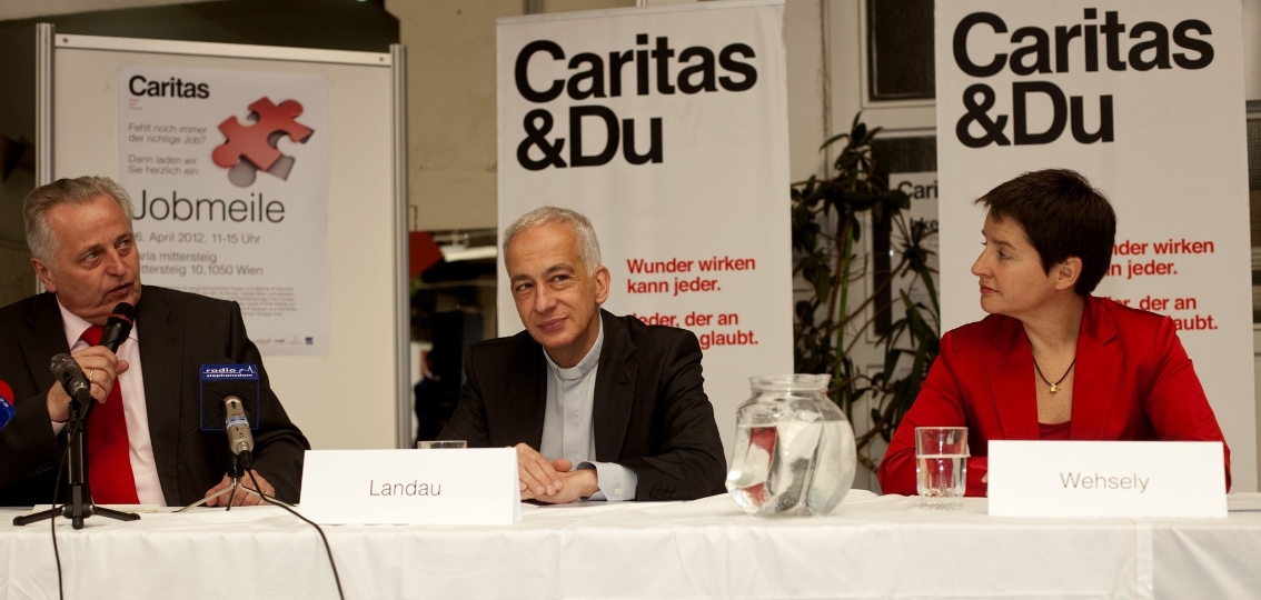 Sozialminister Rudolf Hundstorfer, Caritasdirektor Michael Landau und Stadträtin Sonja Wehsely