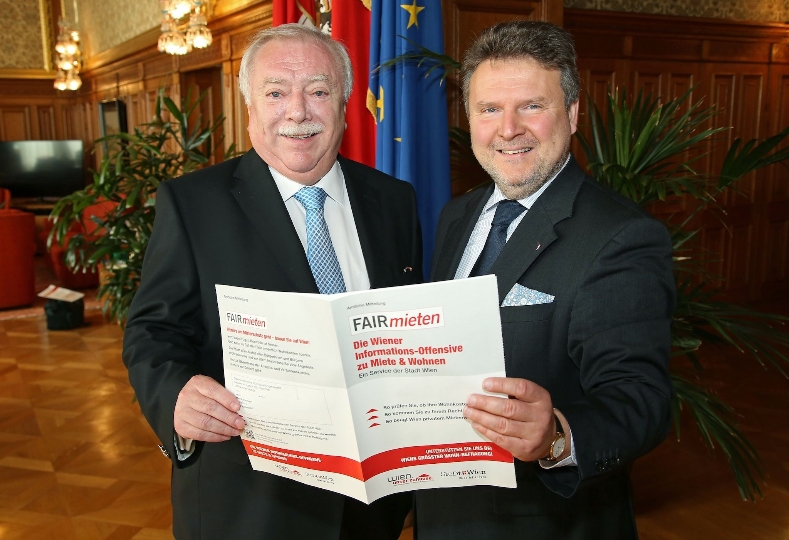 Bürgermeister Michael Häupl und Wohnbaustadtrat Michael Ludwig präsentieren die „Wiener Informations-Offensive zu Miete & Wohnen“