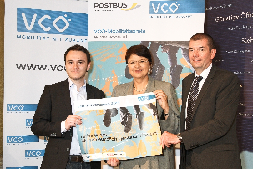 Markus Gansterer (VCÖ), Vizebürgermeisterin Renate Brauner, Alois Ometzberger (ÖBB-Postbus GmbH)