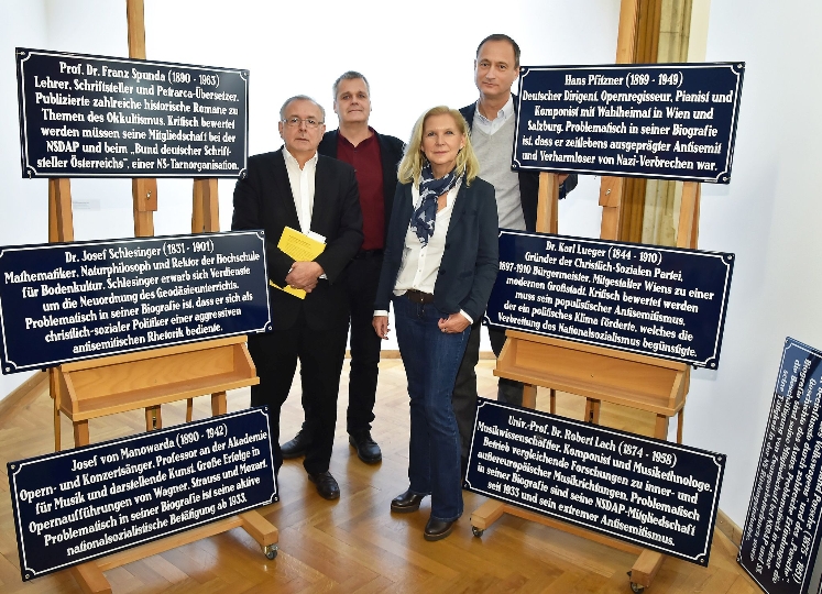 Mailath, Bluma, Margulies und Rathkolb präsentieren Zusatztafel für historisch belastete Straßennamen 