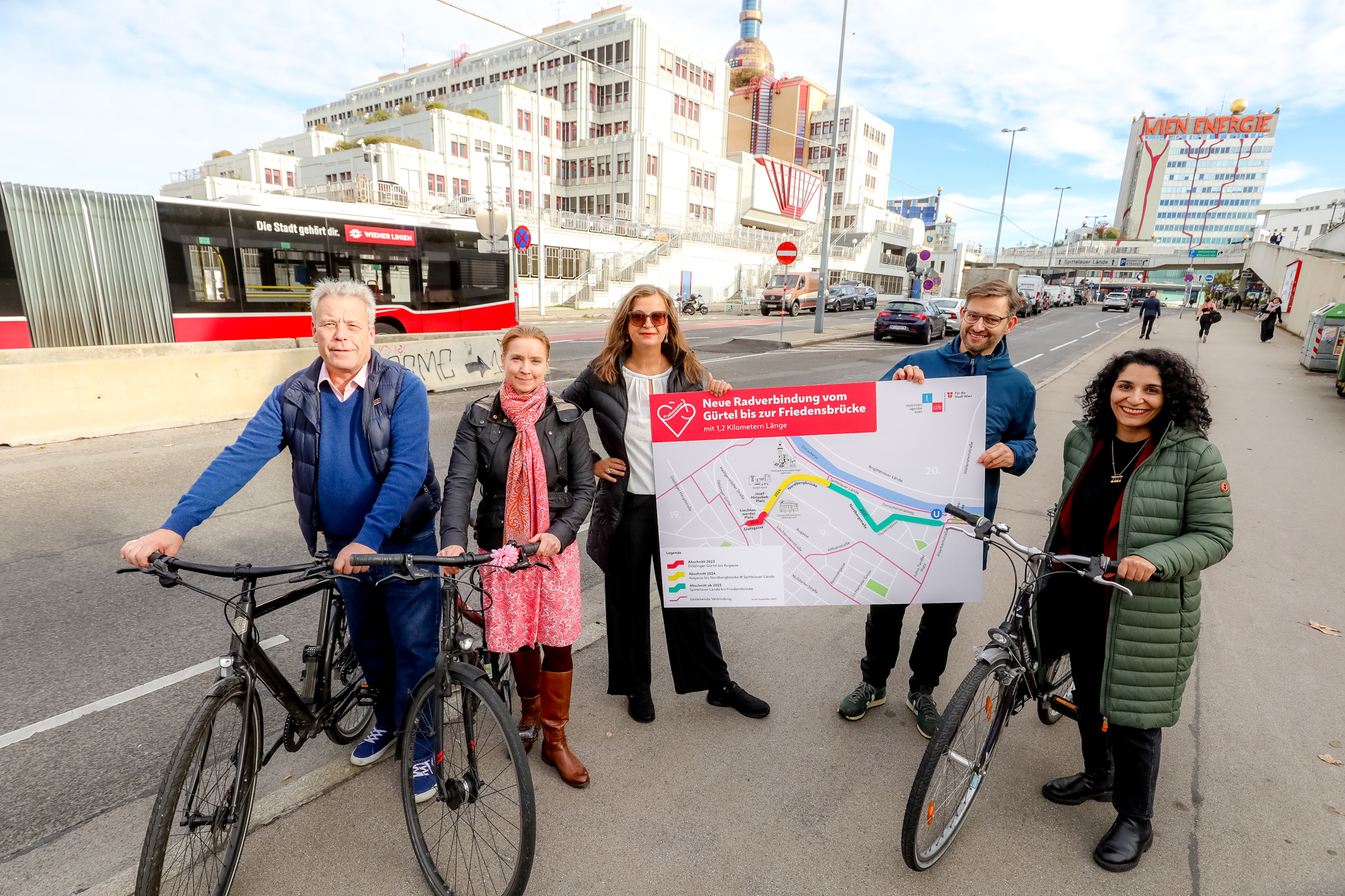 . Inizio di un interessante collegamento ciclabile dal Guertel al Friedensbruecke .