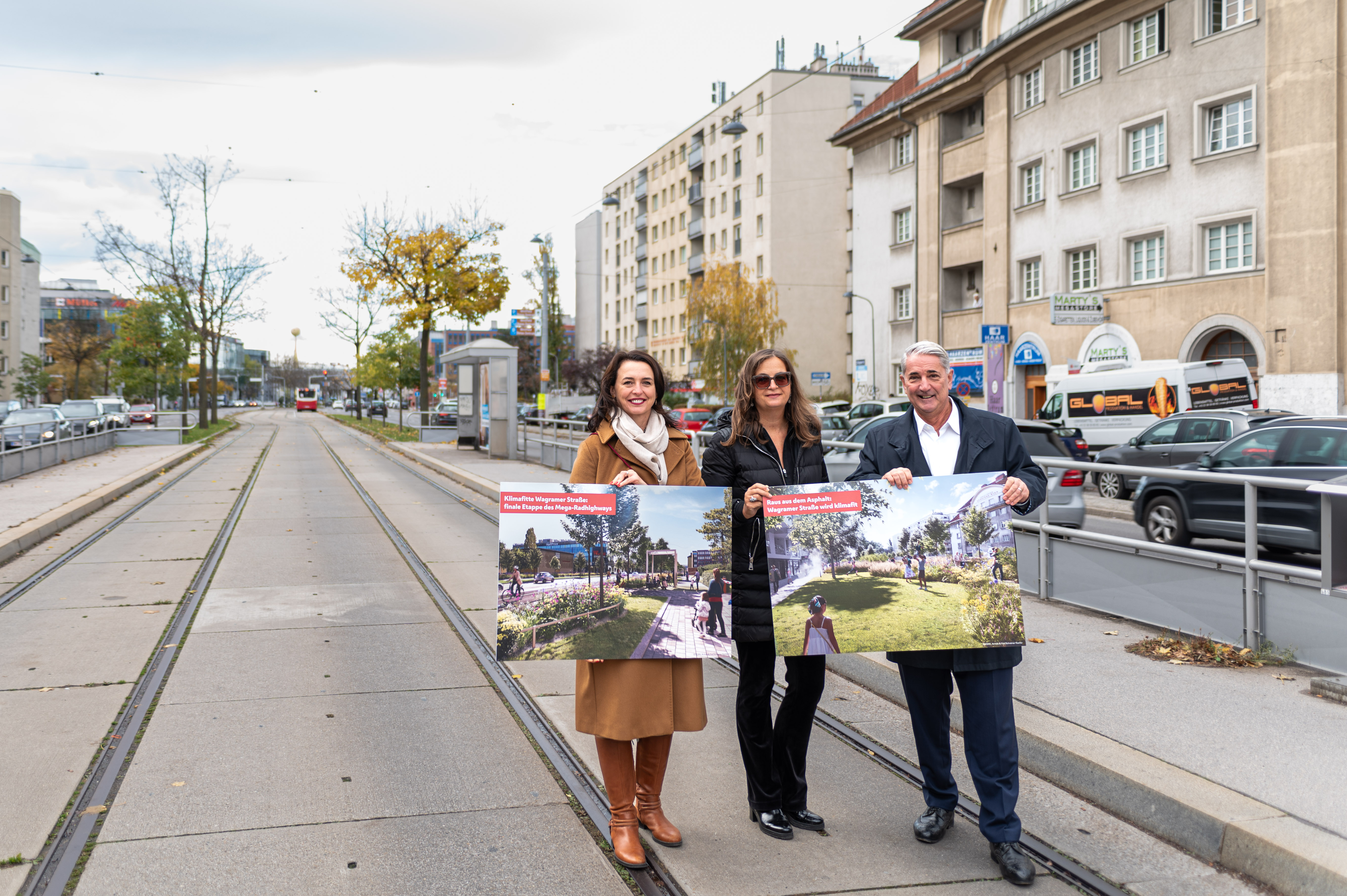 . Riprogettazione della Wagramer Strasse con finale per l'autostrada ciclabile e mega offensiva di benvenuto .