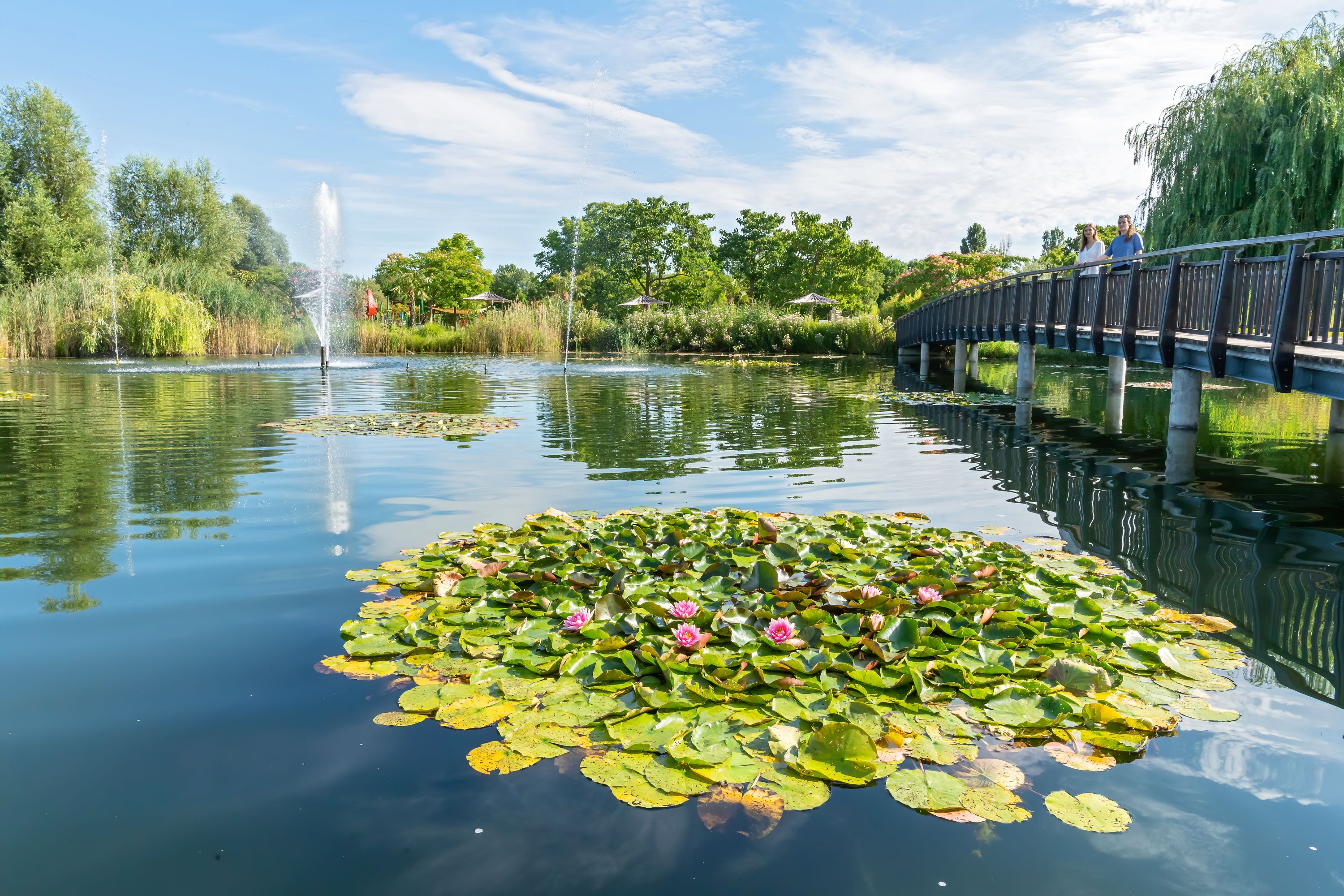 . I giardini cittadini viennesi garantiscono refrigerio nella calura estiva zone relax nel verde e divertimento acquatico per una migliore qualità della vita= .