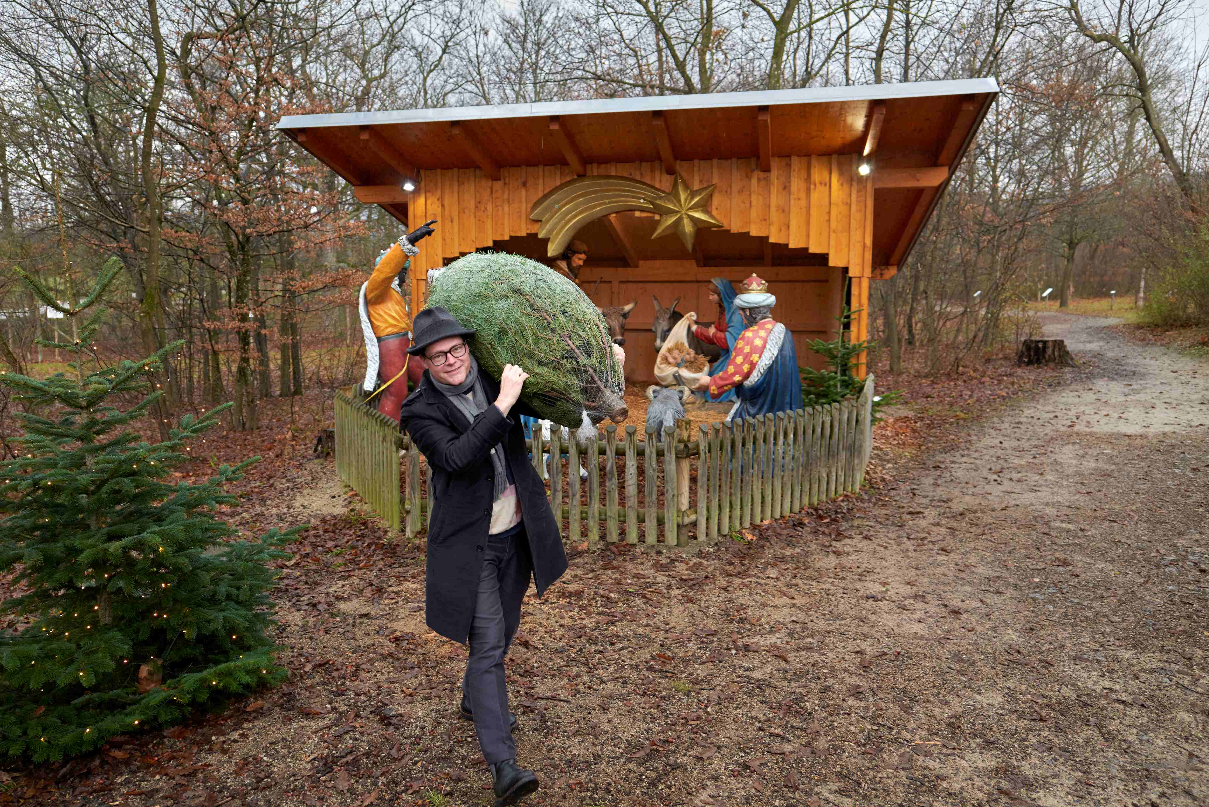 . Crib di Natale di Lainzer Tiergarten e vendita di alberi di Natale .