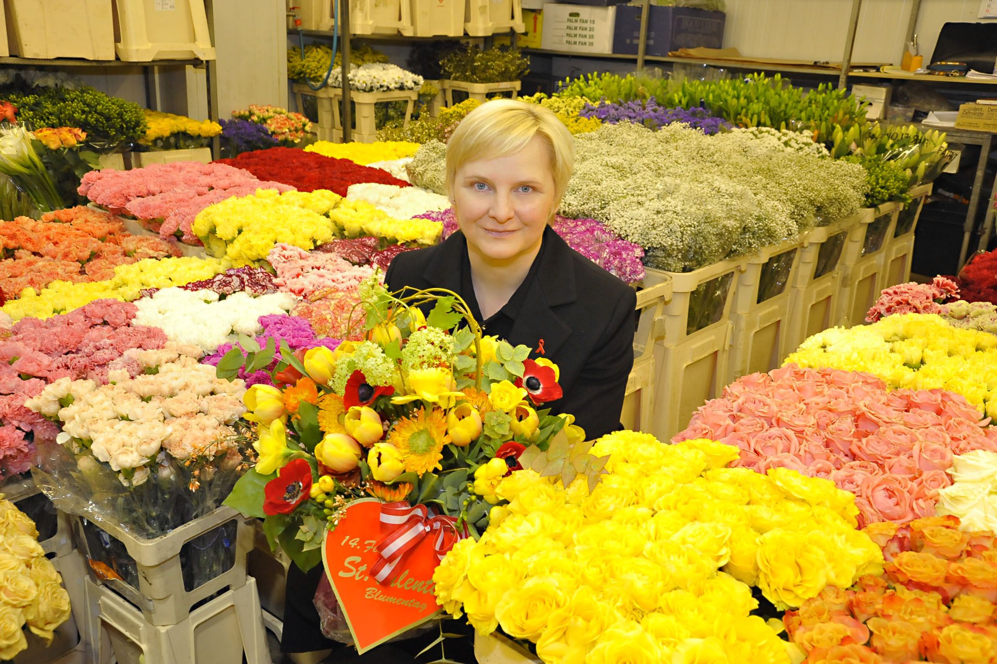 . Nel giorno di San Valentino Frauenberger ha visitato il mercato all'ingrosso dei fiori di Vienna .