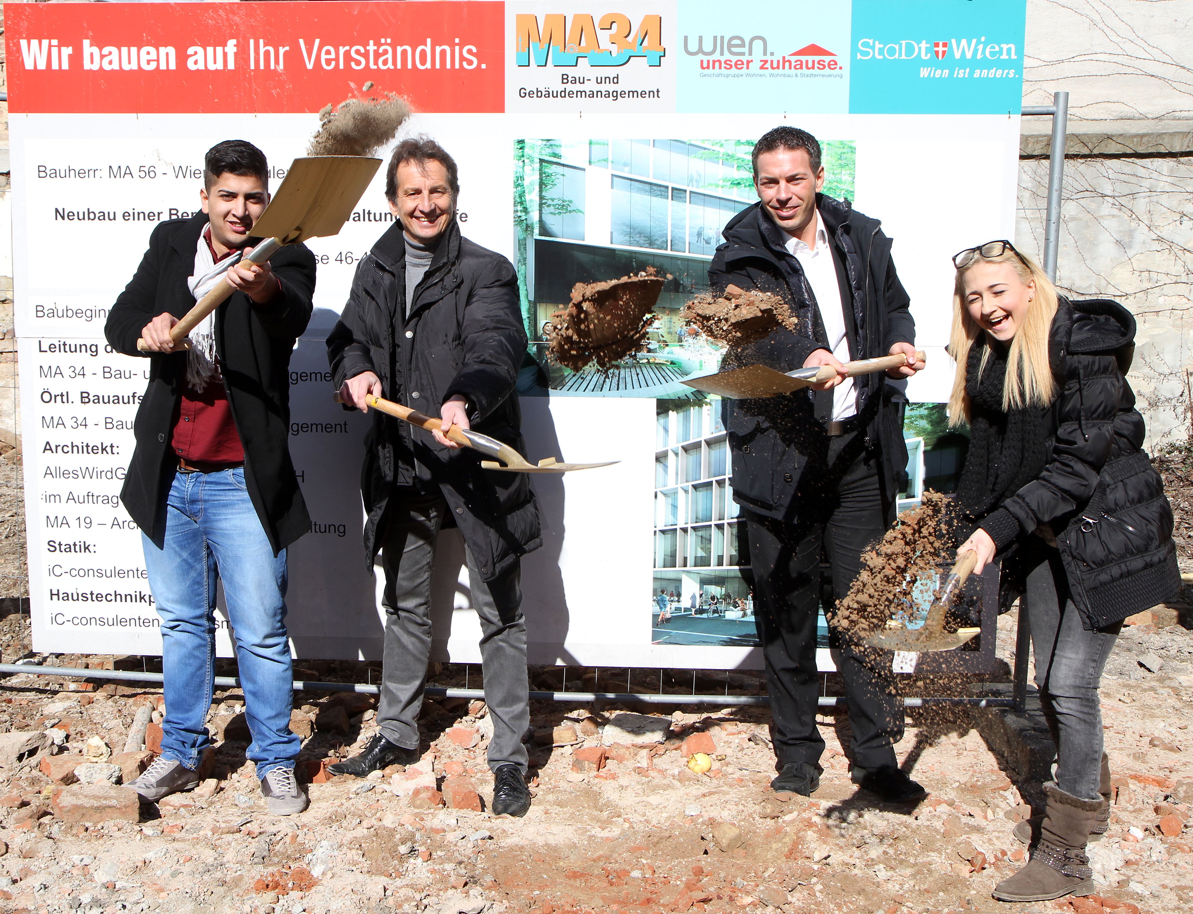 . Inizio dei lavori di costruzione della scuola professionale Embelgasse .